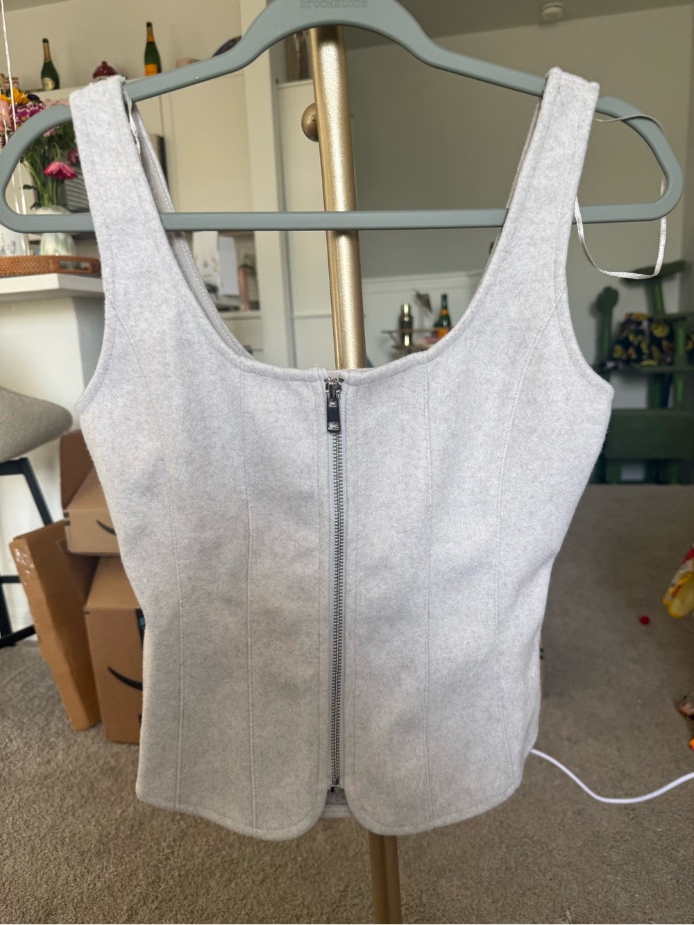 Zara Light Gray  Zip-Front tank top
